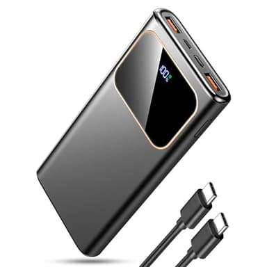 Power Bank Fast Charging 10000mAh, 22.5W Portable Charger USB C Input & Output Powerbank with LED Display, PD3.0 QC4.0 Phone Battery Pack for iPhone17/16/15/14/13/12, Samsung, Android (Matte Black)