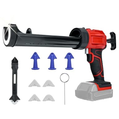 Cordless Caulking Gun for Milwaukee 18V Battery,Electric Caulking Adhesive Guns with 450lm LED Light and 4 Adjustable Speeds，Anti-Drip,10 Oz/300ml for Kitchen,Bathroom,Window Sealing（ Not Battery）