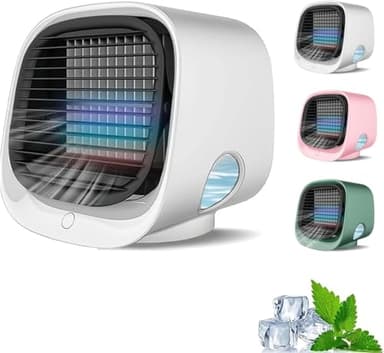 Nurabreeze Fan, Airabreeze Air Conditioner, 2025 New Portables Air Conditioner with Tank & LED Nightlight, 3 Speed Settings (White)
