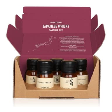 Drinks by the Dram Japanese Whisky Discovery Set - 5 x 3cl Drams from Renowned Japanese Distilleries - Whisky Gift Set with Single Malts from Nikka and Hakushu
