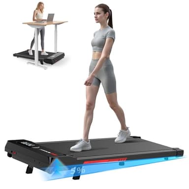 Bigzzia Folding Walking Pad, Treadmills for Home Foldable, 10km/h Portable Under Desk Treadmill, 145kg Capacity, Walking Running Machine with Remote Control for Home Fitness Workout (Black-Incline)