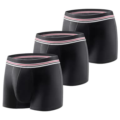 Carer 3 Pack Men's Incontinence Boxer Brief Washable Light & Thin Cotton Incontinence Pants with 80 ML Absorbent Pad Prevents Bladder Leaks Designed for Mild Incontinence Black L