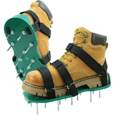 Lawn Aerator Shoes with Dual Straps On Instep Heavy Duty Spiked Aerating Sandals Shoes for Effective Aerating Universal Size Pre-Assembled Lawn Scarifier and Aerator for Lawns Yard Patio Garden Grass