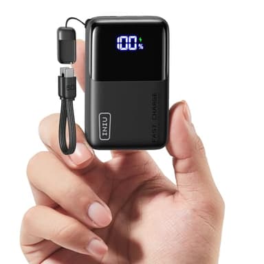 INIU Power Bank, Smallest 10000mAh Portable Charger, Mini 45W Fast Charging USB C Battery Pack with USB C Cable, Travel Essentials Powerbank for iPhone 17 Pro Max /16/15 Series, Samsung S25, iPad etc