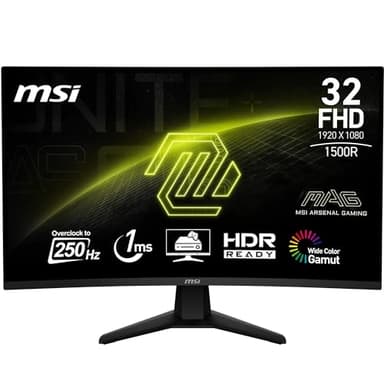MSI MAG 32C6X 32 Inch FHD Curved Gaming Monitor - 1500R 1920 x 1080 VA Panel, 250 Hz(OC) - 1ms MPRT, Adaptive Sync - DP 14a, HDMI 20b CEC