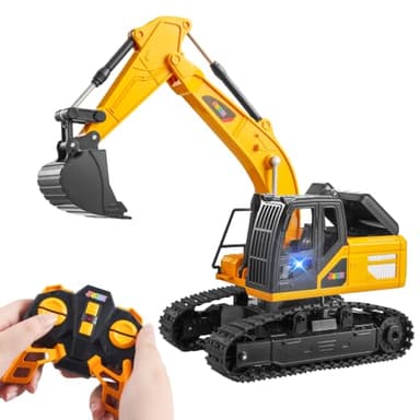 JOYIN Remote Control Digger Toys for Boys, RC Excavator Toy with Lights