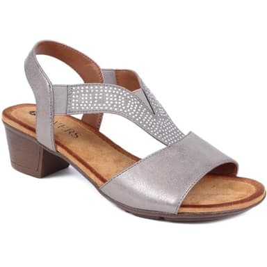 Pavers Ladies Heeled Slingback Sandals - Pewter Size 5 (38)