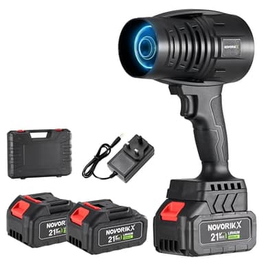 NovorikX 21V Cordless Leaf Blower, 2 x 3.0Ah Batteries & Charger, 30000 RPM High-Speed, Portable Handheld Blower for Lawn, Patio, Car, Snow & Dust Removal