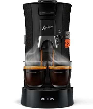 Philips Domestic Appliances Senseo Select Eco CSA240/20 Coffee Pod Machine - Coffee Strength Choice Plus Recycled Plastic Memo Function, 1450 W, 0.9 Litre, 31 x 15.5 x 31 cm, Black/Speckled