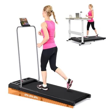Cardirun 2 in 1 Walking Pad Treadmill with Incline, Portable Under Desk Treadmills for Home and Office, 2.5HP & 136KG Mini Portable Walking Running Machine with LED Display, Voice/App/Remote Control