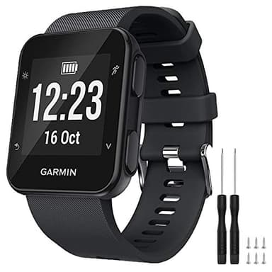 TopPerfekt Strap Compatible with Garmin Forerunner 35, Soft Silicone Replacement Watch Band Strap for Garmin Forerunner 35 Smart Watch, Fit 5.11-9.05 Inch (130-230 mm) Wrist (1- Black)