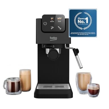 Beko CaffeExpertoTM CEP5302B Manual Espresso machine | Colour Touch Display | Integrated Milk Frother | Dual Nozzle | 15 Bar pressure | Black | Easy cleaning