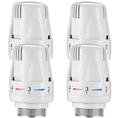Thermostatic Radiator Head,4 Pack Radiator Thermostat Valve,M 30 X 1.5 Radiator Valve Replacement Head Head Heating Valve Too for Heating System Temperature Control in Home and Office