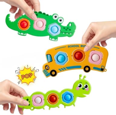 Fidget Popper Sensory Baby Toys - Pop it Fidget Toys for Toddler Animal Montessori Toy for Airplane Travel Essential Activities, Autism Autistic Gifts for Babies Toddlers 12+ Month 1 2 3 Year Old