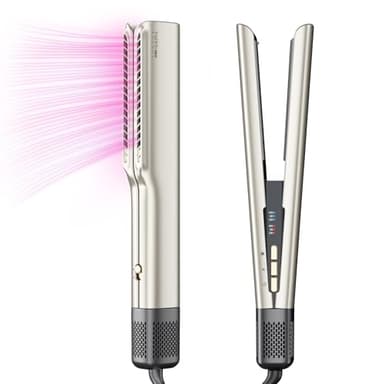 PARWIN PRO BEAUTY Air Straight, Hair Airstyler, Wet to Dry Hair Straightener, No Thermal Damage, 200M Ionic Hair Dryer Straightener(Champagne Silver)