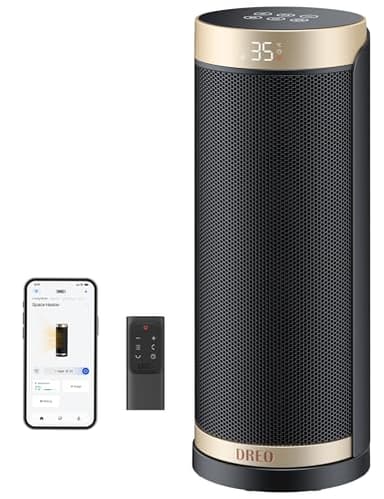 Dreo 2000W Smart Space Heater for Bedroom, 16 Inch Portable Heaters with 70°Oscillation, Electric Heater, with Thermostat & Remote, 3-Mode 3-Speed, 12H Timer for Office Home, Solaris Slim H3S