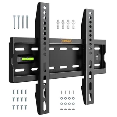 VonHaus TV Wall Bracket for 15-50" Screens, Ultra-Slim TV Bracket with Spirit Level, Flat to Wall Mount, 40kg Capacity, Max VESA: 300x200m
