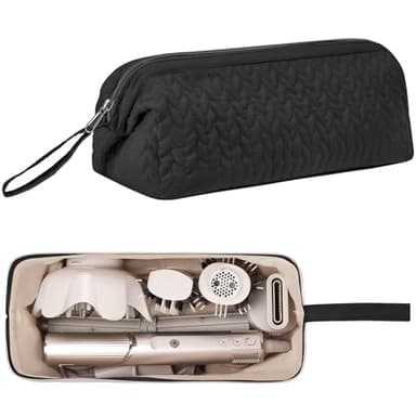 Rodison Travel Storage Bag for Hair Dryer Straightener & Curling Iron, Portable Hair Tools Storage Case Compatible with Dyson Supersonic Hair Dryer/Dyson Airwrap Styler/Shark Flexstyle, Black