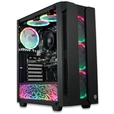 XUM Elite Prebuilt Gaming PC: AMD Ryzen 5 5600G, Radeon Vega 7 Integrated Graphics, 16GB DDR4 RAM, 256GB NVMe SSD, 1TB HDD, 500W PSU 80+ Bronze, aRGB, WiFi 5, Windows 11 Home, Entry Level, Black Case