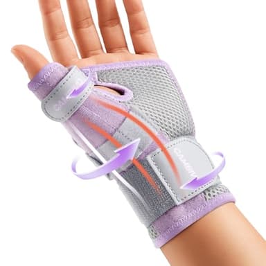 CAMBIVO Wrist Supports with Thumb Splint, Wrist Splint with Adjustable Straps, Breathable Thumb Support for Arthritis De Quervain's Tenosynovitis, Sprains, Fits Right or Left Hand（Purple, S/M）