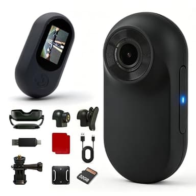 Frelisty Mini Body Camera with 32GB, Thumb Size Mini Body Cam, Wearable Body Cameras with Audio and Video Recording, Hands-Free POV Portable Action Camera for Walking, Fishing, Travel(Black)