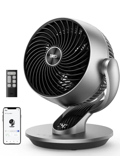 DREO Smart Table Fan for Bedroom, 28dB Silent Air Circulator Fan with Remote, 7 Inch Diameter Cooling Quiet Desk Fan, 120° Vertical Manual+90° Horizontal Oscillating, 4 Speeds, 5 Modes, 12H Timer