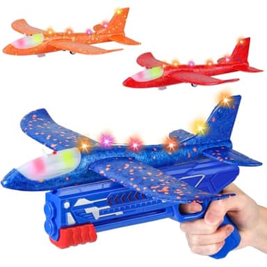 Winstico Boys Toys Age 4 5 6 7 8 9 Year Old Boy Gifts, Airplane Launcher Toy with 3 Pack Foam Glider Planes, Outdoor Garden Toys Birthday Present Gift for Kids Age 3 4 5 6 7 8 9 Year Old Boys