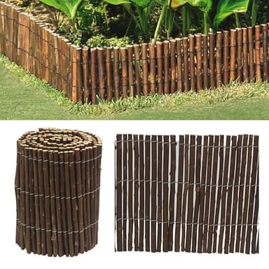 ADEPTNA Willow Wooden Edging – 2M x 20cm Garden Border Fence | Flexible, Weather-Resistant Lawn Edging for Garden, Flower Beds, Patios & Walkways