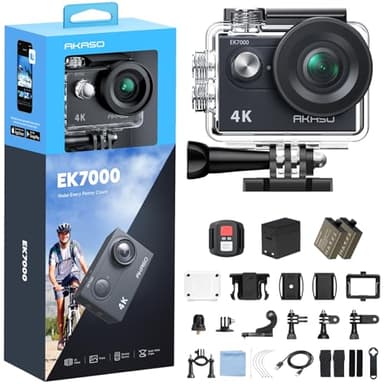 AKASO EK7000 4K30FPS Action Camera - 20MP Ultra HD Underwater Camera 170 Degree Wide Angle Waterproof Camera with Accessory Kit