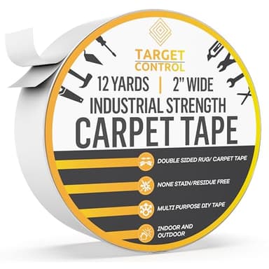 Target Control - 36ft / 2" - EXTRA WIDE Carpet Tape Double Sided Heavy Duty, Carpet Tape For Rugs on Top of Carpet, Rug Tape For Laminate Flooring, Stop Rugs Moving on Carpet