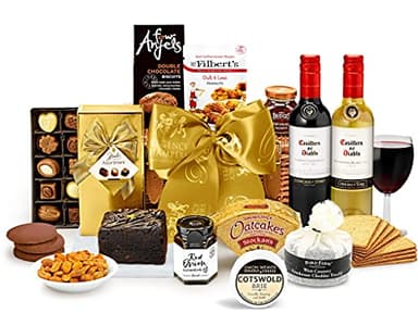 Gourmet Food & Wine Gift Basket - Wellington Luxury Hamper with Red & White Wine, Pork Pate, Farmhouse Cheddar, Chocolate Truffle Cake - Food & Drink Gifts for Birthday, from Regency Hampers