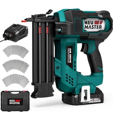 NEU MASTER Nail Gun Cordless, Cordless Brad Nailer with Depth Adjustment/1800pcs 18GA 50mm Nails, Multi-Usage Nail Guns for Trim, Molding, Woodwork, DIY Upholstery-18V Battery&Charger