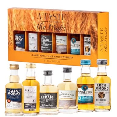 Select Drams A Taste of The Malts Whisky Tasting Set – 6 x 5cl Single Malt Scotch Miniatures | Includes Glen Moray, Singleton 12 & More | Scotch Whisky Gift Set for Him | Malt Whisky Tasting Set
