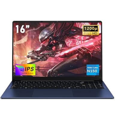 NAIKLULU 16 Inch Gamer Laptop Processor N150 (1.2 to 3.6GHz), RAM 16GB SSD 1TB Cheap Gaming Laptop Computer 2025, 1920x1200P/6000MAH/46.2Wh/Backlit Keyboard/Touchpad/Webcam