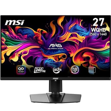 MSI MAG 271QPX QD-OLED E2 26.5 Inch WQHD Gaming Monitor - 2560 x 1440 Quantum Dot OLED Panel, 240Hz / 0.03ms, 99% DCI-P3 DisplayHDR True Black 400 - DP 1.4a, HDMI, USB Type-C