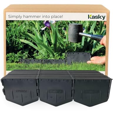 Easy to Install Lawn Edging Border - Simply Hammer into Place, No Trenches to Dig - Durable & Flexible Garden Edging - Invisible Grass & Path Edge from Recycled Plastic - 2.14 m / 7 ft Long