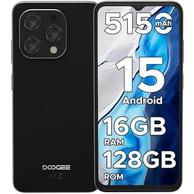 DOOGEE N55 Mobile Phones, Android 15 Smartphone 2025, 16GB+128GB/2TB, 6.56" HD+ 90Hz Display&5150mAh, T7200 Octa Core&13MP+8MP, 4G Dual SIM Free Unlocked Phones, Widevine L1, Face ID/5G WiFi/OTG/GPS