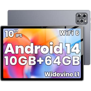 Android Tablet, 2025 Tablet 10.1 inch Android 14 Tablets, 10GB+64GB+1TB Expansion Octa-Core Processor, 6000mAh Battery, Widevine L1, 1280 * 800 IPS, 5G/2.4G WiFi 6, 2MP+8MP, Bluetooth 5.0 (Grey)
