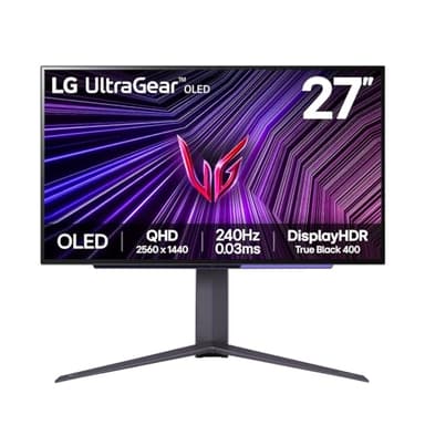LG UltraGear OLED Gaming Monitor 27GS95QE, 27 inch, 1440p, 240Hz, 0.03ms Response Time, HDR 10, NVIDIA G-Sync compatible & AMD FreeSync, RGB LED lighting, DisplayPort, HDMI Black
