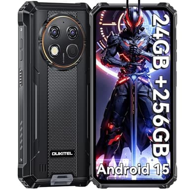 OUKITEL G1 Rugged Smartphone - Android15, 24GB RAM+256GB ROM+1TB,10600mAh Battery,48MP Camera,6.52" Rugge phone,IP68/69K Waterproof 4G Dual Sim-free&Unlocked Mobile Phones,NFC,OTG,GPS,2025 (Black)