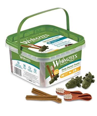WHIMZEES By Wellness Variety Box Dental, Mixed Shapes, Size M, 28 Pieces, Natural and Grain Free Dog Chews, Dog Dental Sticks for Medium Breeds, No Added Sugar