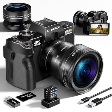 4K Digital Cameras for Photography，48MP/60FPS Video Camera for Vlogging, WiFi & App Control Vlogging Camera for YouTube, Small Camera with 32GB TF Card.Wide-Angle & Macro Lens
