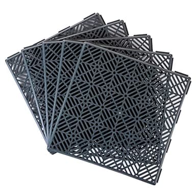 10pcs Interlocking Plastic Garden Tiles Non slip Path Floor Lawn Paving Patio Deck (Grey)