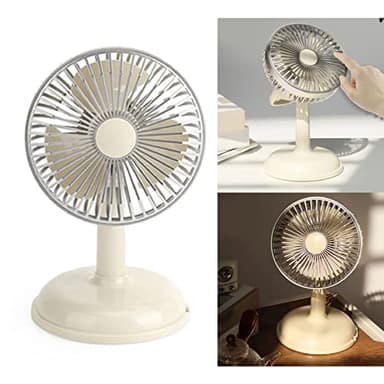 Cryfokt Small Electric Fan, Oscillating Table Top Fan, Simple Portable Retro Desk Fan, Vintage Pure Color USB Charging Little Fan, Electric Cooling Fan for Bedroom, Home, Office, Summer (Yellow)