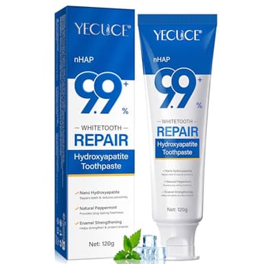 9.9% Hydroxyapatite Toothpaste for Enamel Repair and Tooth Strengthening, Nano Hydroxyapatite Remineralizing Toothpaste, Fluoride Free Gentle Whitening Tooth Paste for Sensitive Teeth, Fresh Mint