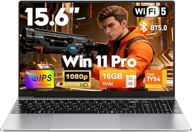 CHIFUYOU 2026 15.6 inch Laptop 16GB RAM 512GB SSD Business laptop computer i5-7Y54 up to 3.2 GHz, Win 11 Pro cheap gaming computer, 1920x1080P, 5000mAh, Backlit keyboard
