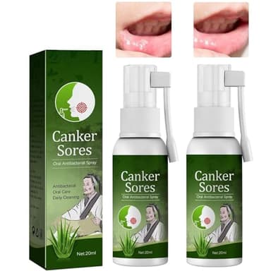 Mouth Ulcer Treatment Spray,Mouth Ulcer Treatment for Adults,Canker Sore Relief Treatment,Herbal Mouths Sprays for Ulcer Treatments,Dry Mouth Relief,Breath Freshener Spray（Pack of 2）