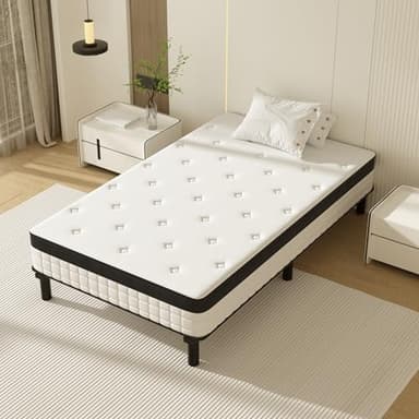 DEWINNER 3FT Single Bed with Mattress, Bed and Spring Mattress included,7 Inch Thick High Resilience Breathable,7-Zone Ergonomic Support,Comfortable Option for Restful Nights (90×190×18cm)