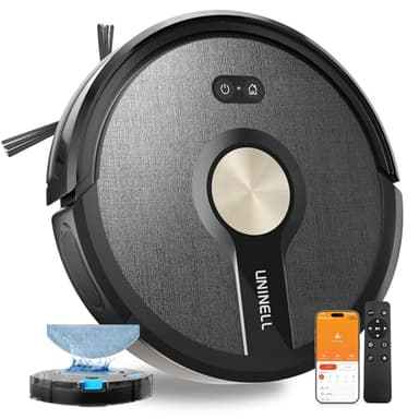 uninell UR1 Robot Vacuum Cleaner with Mop, Robotic Vacuum with 5000Pa Super Suction, 180min, Ultra Slim with Auto Carpet Boost, APP Remote Voice Control, Ideal for Carpets Hard Floors Pet Hair