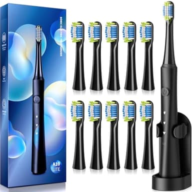 TEETHEORY Upgraded Version-Sonic Electric Toothbrush for Adults with 10 Brush Heads, Power Electric Toothbrush with 40000 VPM 3 Modes